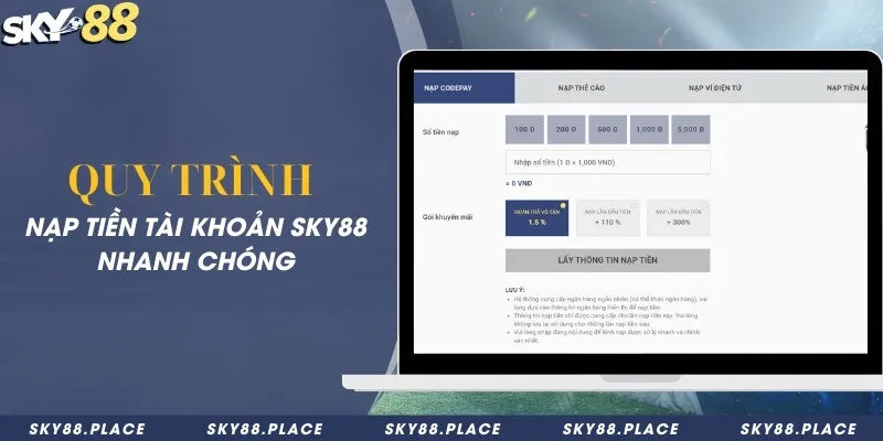 SKY88 - Nhà Cái Cá Cược Thể Thao Sky88.com Chính Thức 19 Quy trình nạp tiền tài khoản Sky88 nhanh chóng